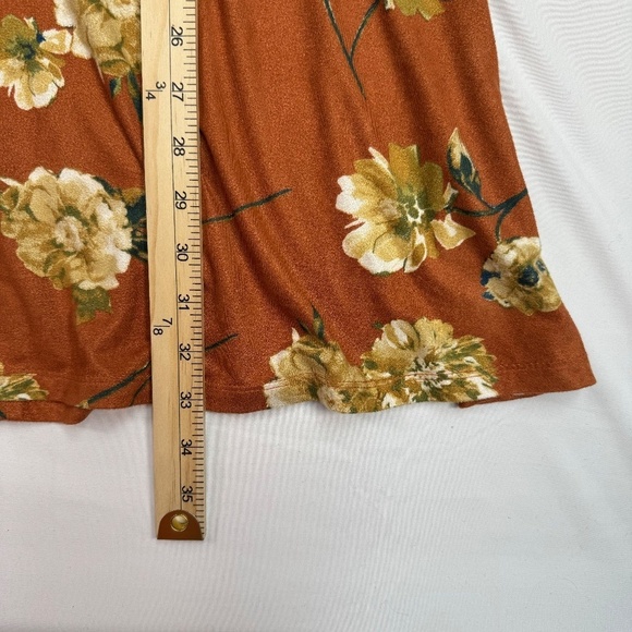 Altar'd State Long Sleeve Floral Midi Dress Womens Size Small Rust Cold Shoulder - Picture 5 of 7